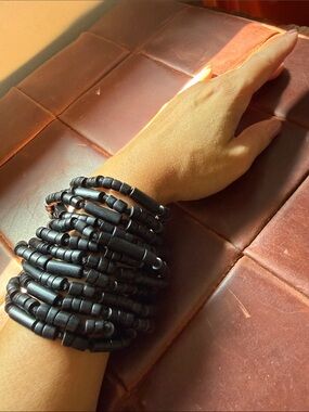 Monies Black Multi-Strand Beaded Bracelet NWOT